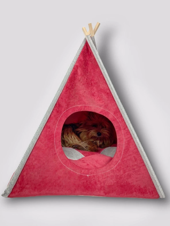 Tepee Five Köpek Evi, Köpek Barınağı, Köpek Çadırı, Minderli Köpek Yatağı