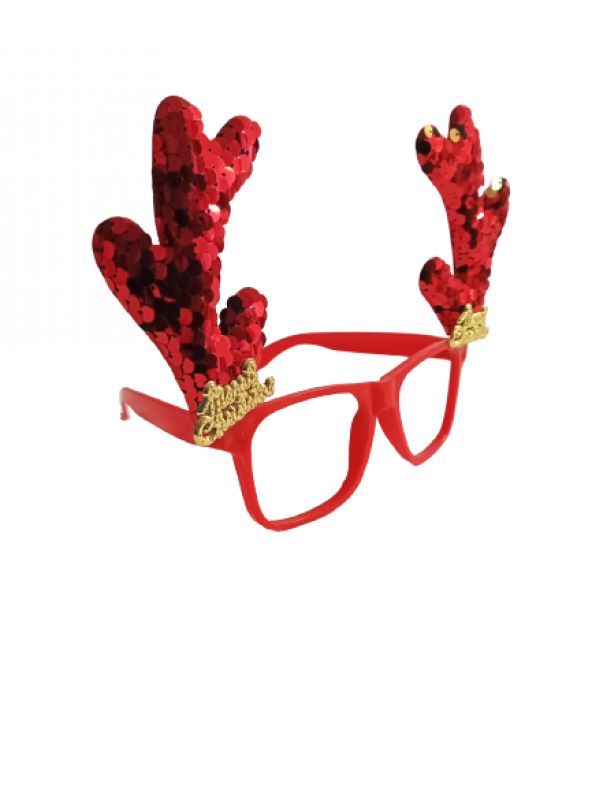 YILBAŞI GÖZLÜK KIRMIZI PULLU GEYİK BOYNUZ - 2