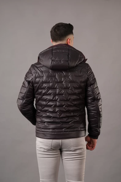 REGULAR FİT KAPŞONLU ASTARLI KAPİTONE ERKEK MONT - 12