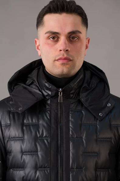 REGULAR FİT KAPŞONLU ASTARLI KAPİTONE ERKEK MONT - 6