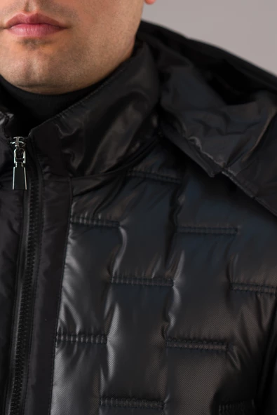 REGULAR FİT KAPŞONLU ASTARLI KAPİTONE ERKEK MONT - 7