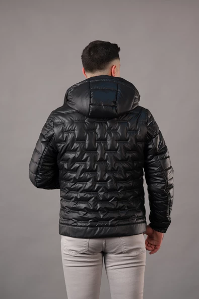 REGULAR FİT KAPŞONLU ASTARLI KAPİTONE ERKEK MONT - 5