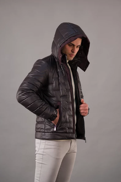 REGULAR FİT KAPŞONLU ASTARLI KAPİTONE ERKEK MONT - 10