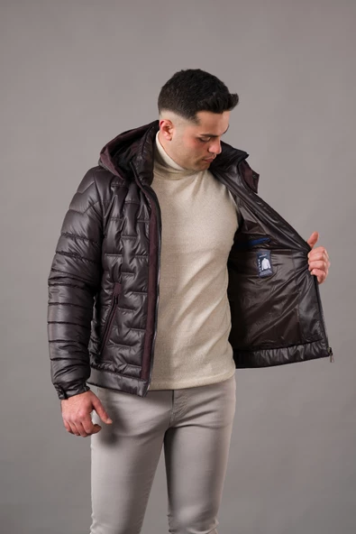 REGULAR FİT KAPŞONLU ASTARLI KAPİTONE ERKEK MONT - 9