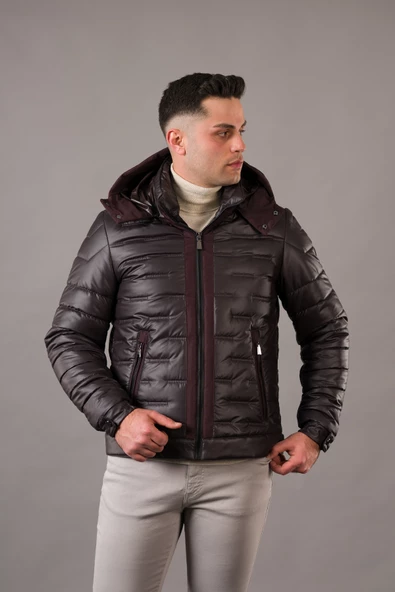 REGULAR FİT KAPŞONLU ASTARLI KAPİTONE ERKEK MONT - 11