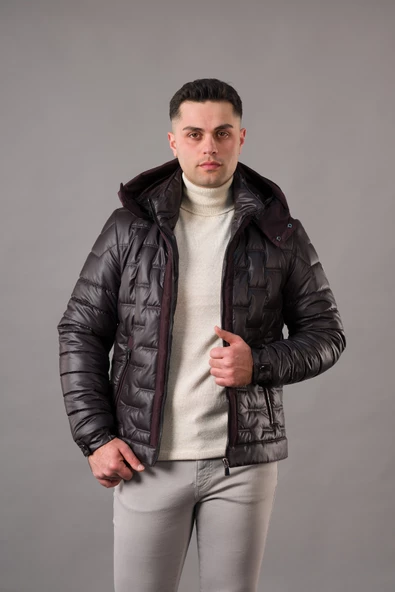 REGULAR FİT KAPŞONLU ASTARLI KAPİTONE ERKEK MONT - 8