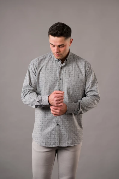 BİCAN GENİŞ KESİM CEPLİ DESENLİ KALIN KUMAŞ KIŞLIK ERKEK GÖMLEK - 7