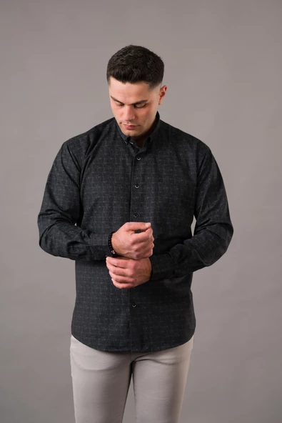 BİCAN GENİŞ KESİM CEPLİ DESENLİ KALIN KUMAŞ KIŞLIK ERKEK GÖMLEK - 11