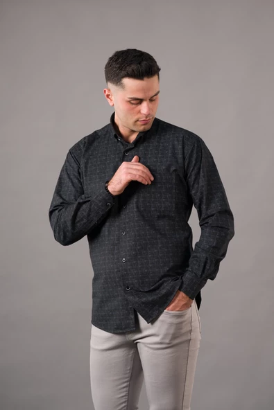 BİCAN GENİŞ KESİM CEPLİ DESENLİ KALIN KUMAŞ KIŞLIK ERKEK GÖMLEK - 9