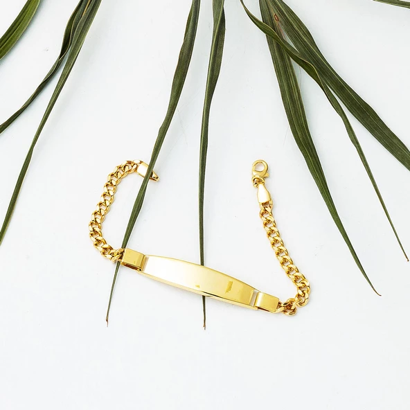 14 Ayar Altın Yazı Yazılabilen Çocuk Künyesi - Resim 4