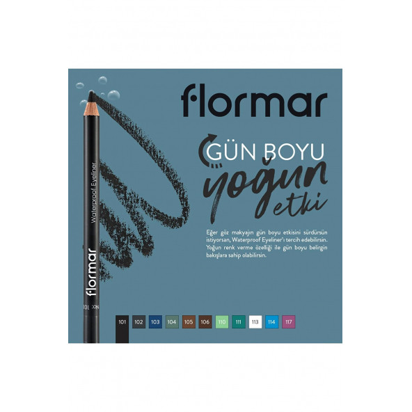 Flormar Mat Bitişli Suya Dayanıklı Göz Kalemi (SİYAH) - Waterproof Eyeliner - 101