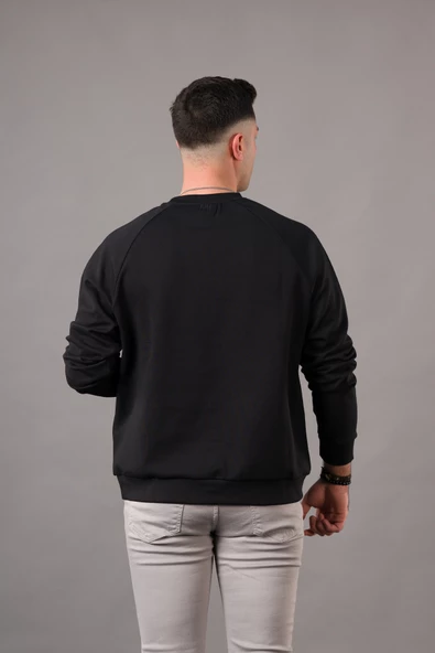 OVERSİZE BASKILI SIFIR YAKA PAMUKLU ERKEK SWEATSHİRT - 4