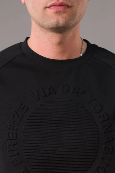 OVERSİZE BASKILI SIFIR YAKA PAMUKLU ERKEK SWEATSHİRT - 5