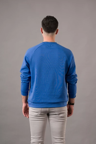 OVERSİZE BASKILI SIFIR YAKA PAMUKLU ERKEK SWEATSHİRT - 10