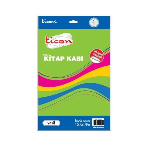 Ticon Hazır Kitap Kabı Tek Kenarı Yapışkanlı Sarı 10lu 194005 (1 paket)