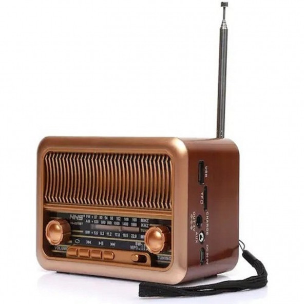 Radyo - NS-3315BT Taşınabilir Nostaljik Radyo Bluetooth Hoparlör Mp3 Çalar 15x10x10cm