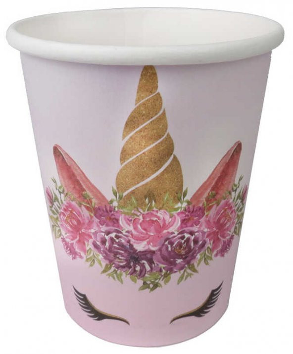 BARDAK KARTON UNICORN ÇİÇEKLİ 8 OZ 8 ADET - 2