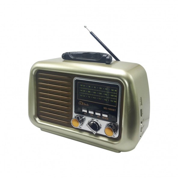 Nostalji Radyo MD-1900BT Fm/AM/SW Radyo USB/TF Card Aux Bluetooth Multimedia Radio Player