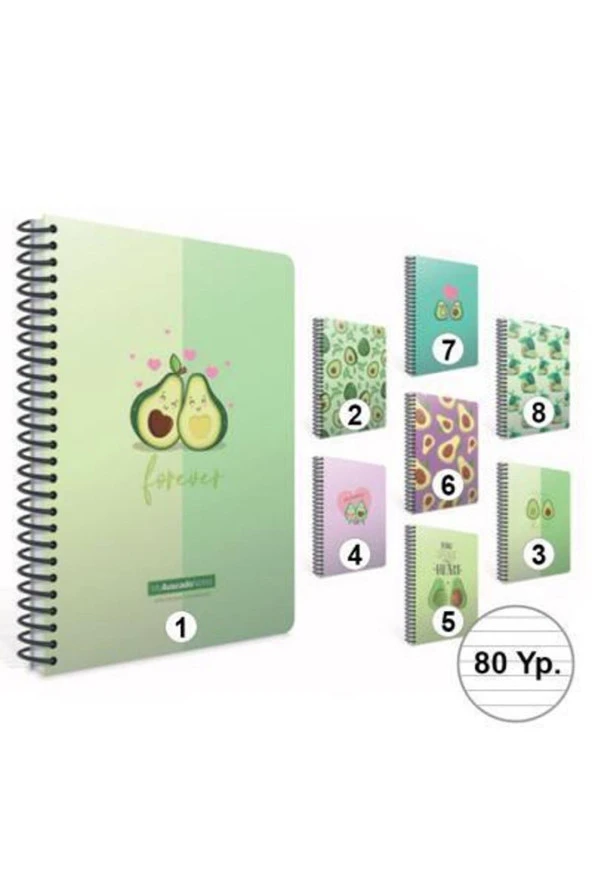 Gıpta Avacado Notes Spiralli Karton Kapak A4 80 Yaprak Çizgili Defter 5819 (1 Adet)