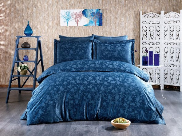 Finezza Rita Bambu Jakar Kumaş İndigo ikili Oksford 60x80 cm Yastık Kılıfı-1333 - 6