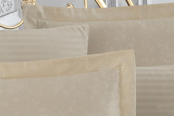 Finezza Rita Bambu Jakar Kumaş Bej ikili Oksford 60x80 cm Yastık Kılıfı - 1335 - 4