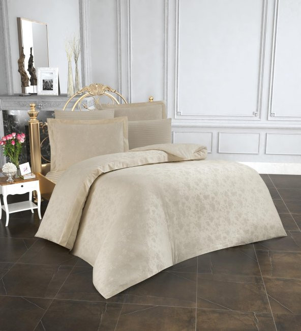 Finezza Rita Bambu Jakar Kumaş Bej ikili Oksford 60x80 cm Yastık Kılıfı - 1335 - 6
