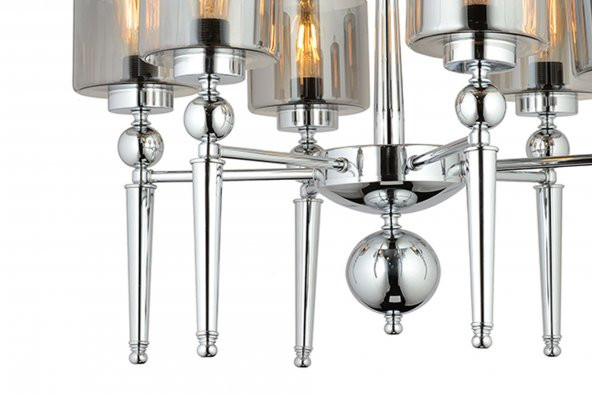 LampaLuce Fiaccola Modern Tasarım Salon Avizesi 6lı Krom 60x90cm - 2