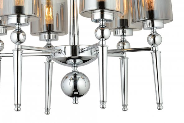 LampaLuce Fiaccola Modern Tasarım Salon Avizesi 6lı Krom 60x90cm - 3