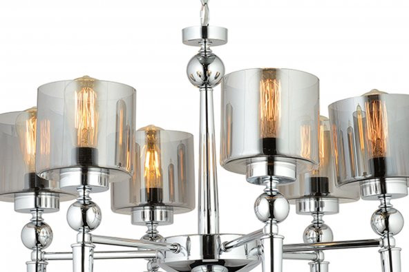 LampaLuce Fiaccola Modern Tasarım Salon Avizesi 6lı Krom 60x90cm - 4