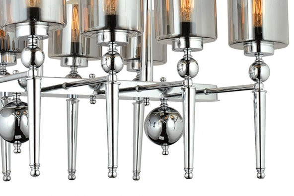 LampaLuce Fiaccola Modern Tasarım Salon Avizesi Yemek Masası Üzeri 8li Krom 80x100cm - 3