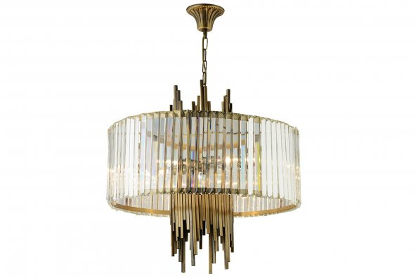 LampaLuce Straordinario Modern Tasarım Salon Sarkıt Avizesi 10lu Sarı 60x100cm