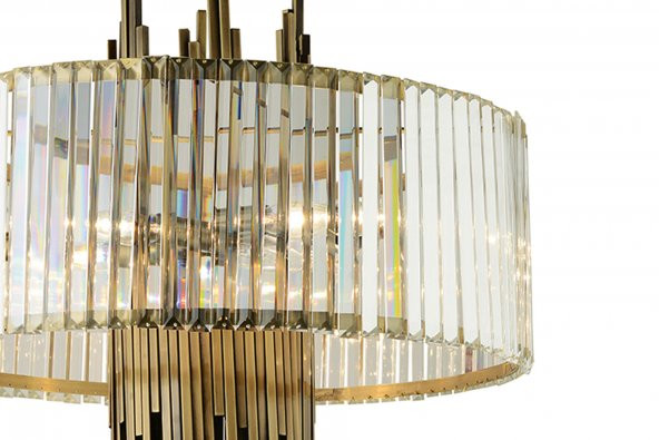 LampaLuce Straordinario Modern Tasarım Salon Sarkıt Avizesi 10lu Sarı 60x100cm - 3