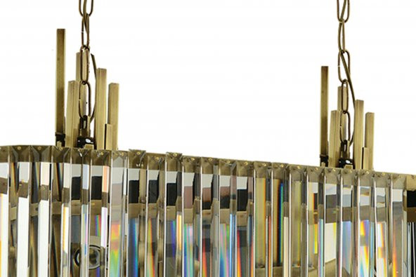 LampaLuce Straordinario Modern Tasarım Salon Sarkıt Avizesi Yemek Masası Üzeri 14lü Sarı 90x100cm - 4