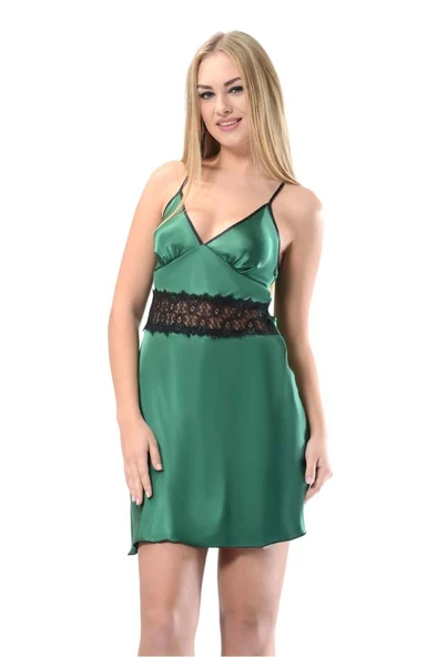 Sistina Bayan Yeşil Saten Gecelik - M-343 - Resim 8