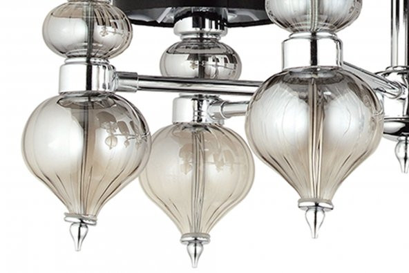 LampaLucer Dolce Ragazza Şapkalı Klasik Avize 6lı Krom 65x80cm - 2