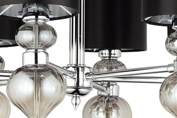 LampaLucer Dolce Ragazza Şapkalı Klasik Avize 6lı Krom 65x80cm - 3