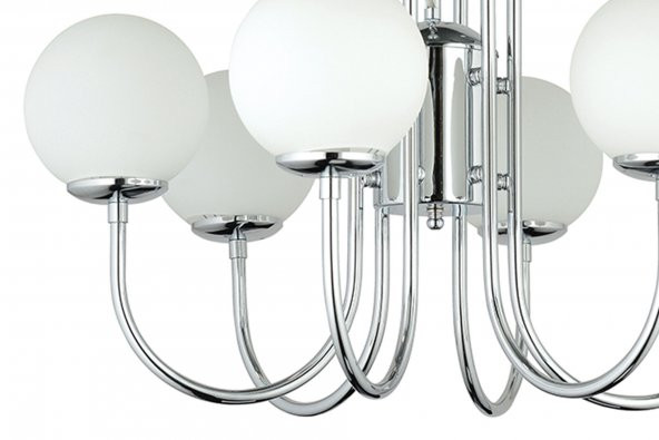 LampaLuce Esta Modern Camlı Avize 6lı Krom 65x80cm - 2