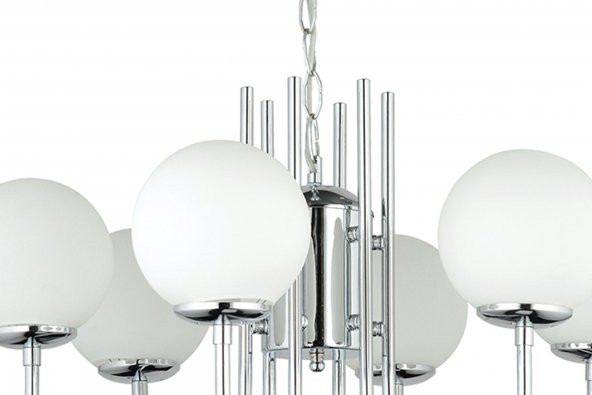 LampaLuce Esta Modern Camlı Avize 6lı Krom 65x80cm - 3