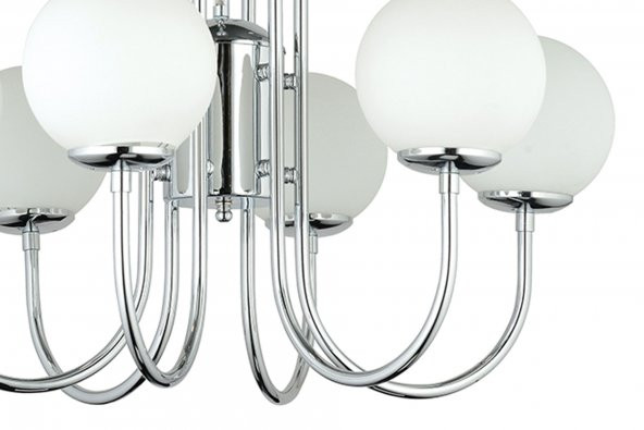 LampaLuce Esta Modern Camlı Avize 6lı Krom 65x80cm - 4