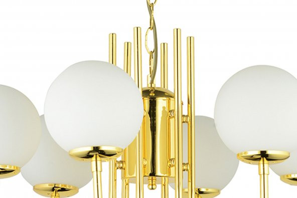 LampaLuce Esta Modern Camlı Avize 6lı Sarı 65x80cm - 4