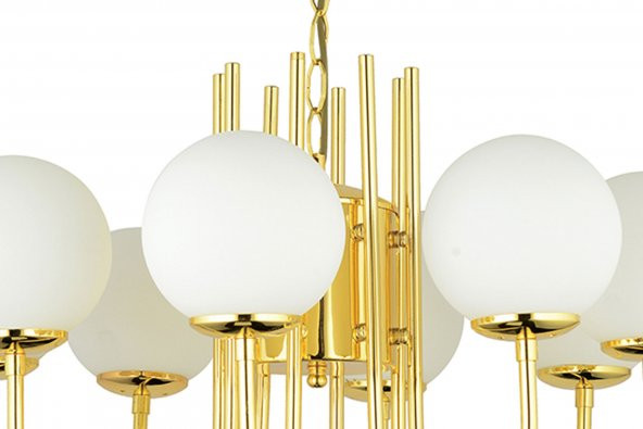 LampaLuce Esta Modern Camlı Avize 8li Sarı 70x80cm - 4