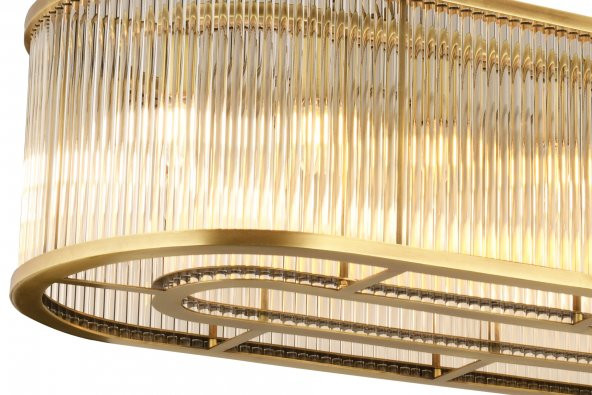 lampaLuce Albinia Özel Çubuk Taşlı Salon Sarkıt Avizesi Yemek Masası Üzeri Sarı 16lı 60x100cm - 2