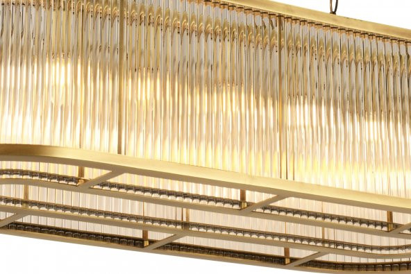 lampaLuce Albinia Özel Çubuk Taşlı Salon Sarkıt Avizesi Yemek Masası Üzeri Sarı 16lı 60x100cm - 3