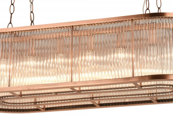 lampaLuce Albinia Özel Çubuk Taşlı Salon Sarkıt Avizesi Yemek Masası Üzeri Bakır 16lı 60x100cm - 2