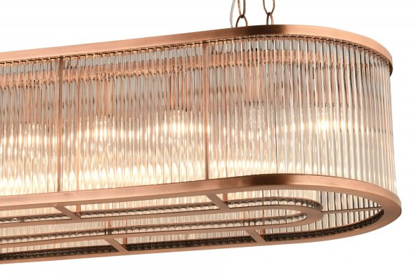 lampaLuce Albinia Özel Çubuk Taşlı Salon Sarkıt Avizesi Yemek Masası Üzeri Bakır 16lı 60x100cm - 3