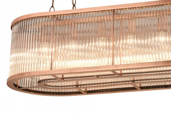 lampaLuce Albinia Özel Çubuk Taşlı Salon Sarkıt Avizesi Yemek Masası Üzeri Bakır 16lı 60x100cm - 4