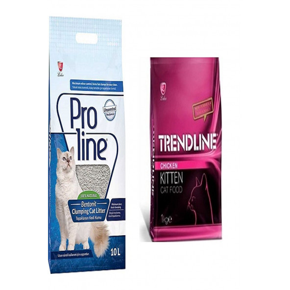 Trendline Kitten Cat Food 1 Kg + Prolıne Kedı Kumu 10 Lt(sabun Kokulu)