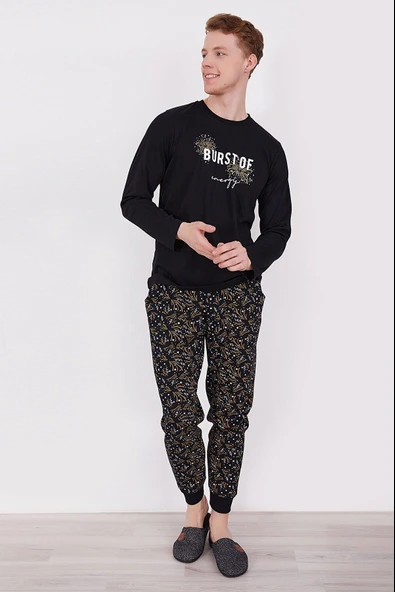 Arnetta 2302 Burst Of Energy Siyah Erkek Uzun Kol Pijama Takım ürün görseli 1