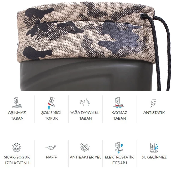 Polly Boot Outdoor Çizme Su Geçirmez Avcı Botu Diz Altı Uzun Konç - 5