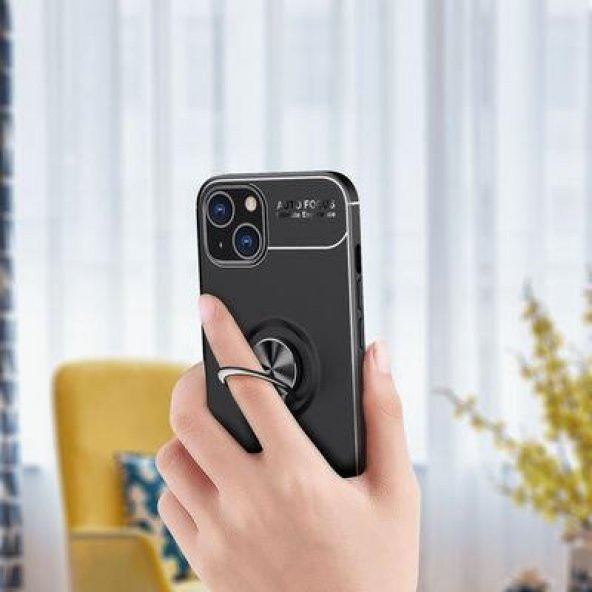 Apple iPhone 14 Kılıf Yüzüklü Standlı Ravel Silikon Kapak - 5